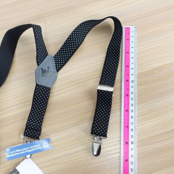 Suspender Boy Black Y Back Polka Dots Clip On Adjustable Stretch LITTLEST PRINCE - Picture 5 of 8